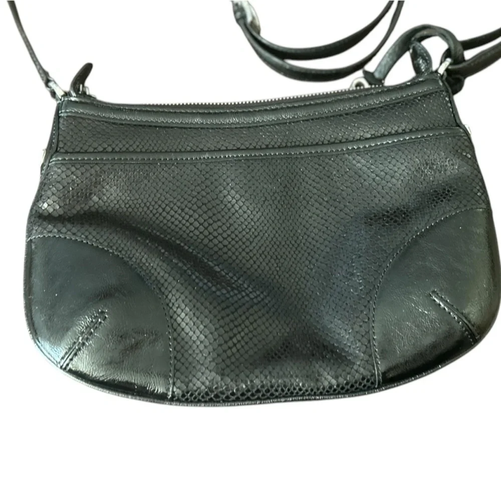 Brighton Women's Black Snakeskin Embossed Leather‎ Hobo Bag Purse